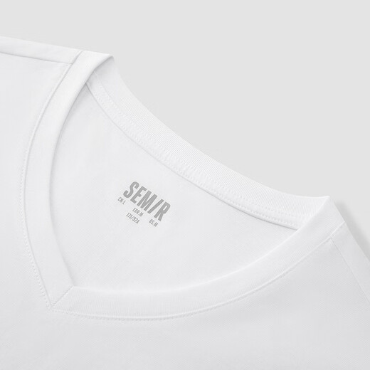 森马（Semir）短袖T恤男修身纯色内搭纯棉2025夏季V领白t百搭上衣109325100102