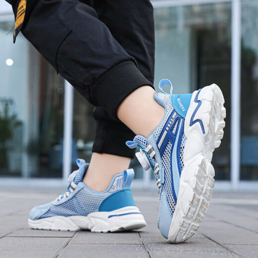 
Children's shoes for boys and girls' shoes for summer breathable mesh medium-sized children's boys running shoes anti-slip sports shoes sky blue (summer mesh) 1291 37 inner length 23.5cm