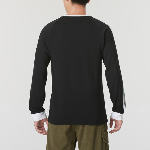 Adidas (adidas) Clover long-sleeved men's T-shirt 2025 autumn outdoor fitness training trend fashionable comfortable breathable sportswear IA4877/Black Three Stripes/Store Manager Recommended S