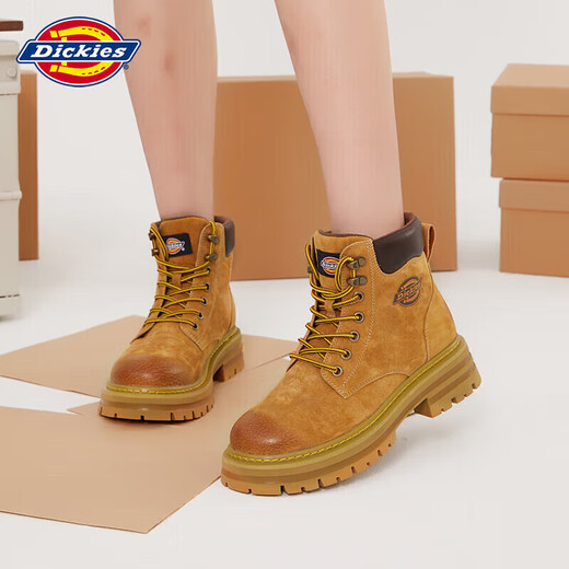 
Dickies women's Martin boots high top fashion couple boots versatile work boots for women yellow women's style-36