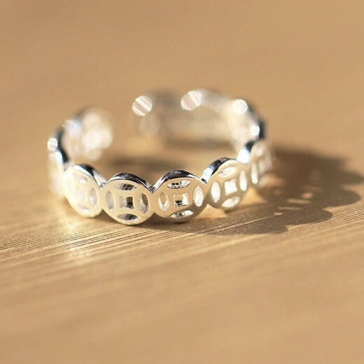 ROSENA SAMMI copper coin S9999 sterling silver ring open female fashion versatile transfer fresh silver jewelry index finger ring finger sterling silver * copper coin ring 4.22 grams strong