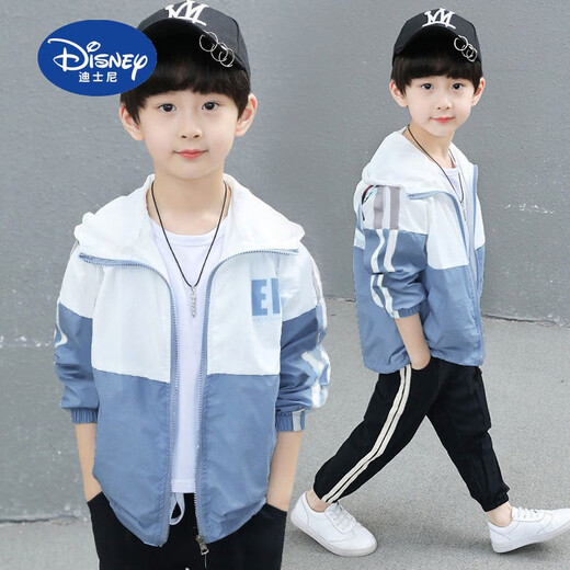 Disney Children's Sun Protection Clothing 2025 Summer New Boys Breathable Lightweight Jacket Western Style Medium and Old Boys Sun Protection Clothing Trendy Gray 140