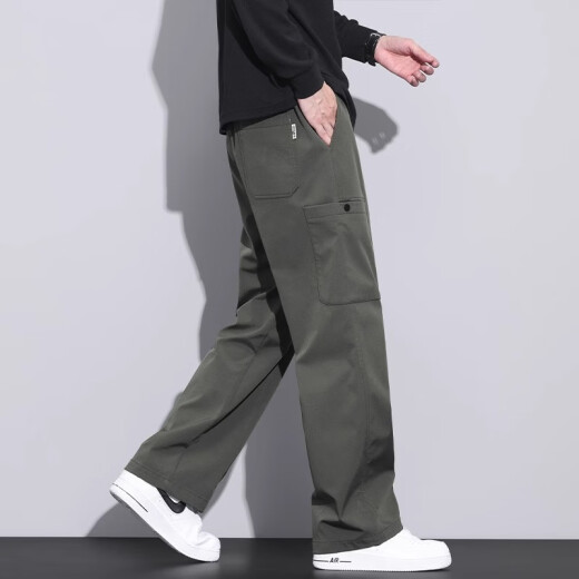 Romon American Model Marke Work Hosen Männer losen gerade Herbst- und Winter Fallschirmjägerhosen 2025 Frühlings- und Herbst New Sports Casual Hosen Männer 9856 Khaki reguläre L-Größe geeignet für 110-130jin [Jin entspricht 0,5 kg]