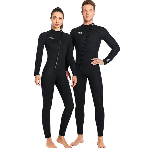 DIVE&SAIL long-sleeved one-piece wetsuit 3MM wet suit for men and women, surf suit for couples, warm and cold snorkeling, winter swimsuit, wet suit, men's black 3XL XXX