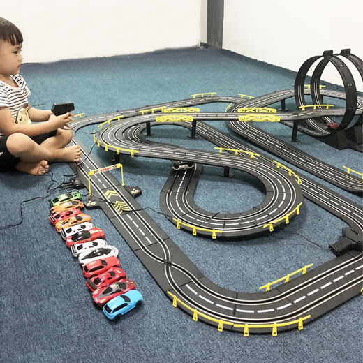 Shengji Racing Track Toys Toys Car Toys Детский электрический дистанционное управление автомобильным поездом Трек Трек День рождения подарка на день рождения на 18,1 метра Электрический трек гонки 2024 гонка 2* Электрический дистанционное управление + 4* гоночный автомобиль с дистанционным управлением с автомобилем с автомобилем.