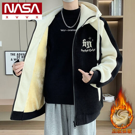 
NASA XVVX teenager plus velvet thickened corduroy jacket for boys in autumn and winter cotton jacket for warm cotton jacket for junior and senior high school students jacket 6625 gray beige white L suitable for 100-115 Jin [Jin equals 0.5 kg]