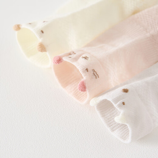 Tongtai (TONGTAI) baby socks summer baby long socks children's mid-tube 3 pairs TQD24140-DS white powder 0-6 months