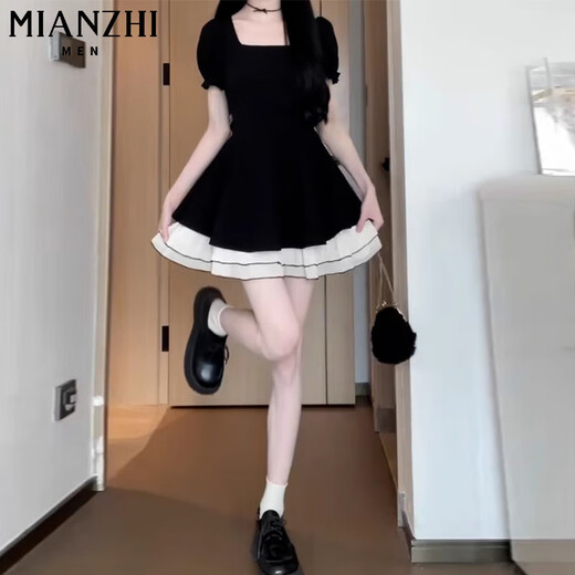棉致赫本风黑色法式短袖连衣裙女夏季新款显瘦广州十三行温柔风长裙 黑色长款【1595高品质29.5】 M 90-100斤
