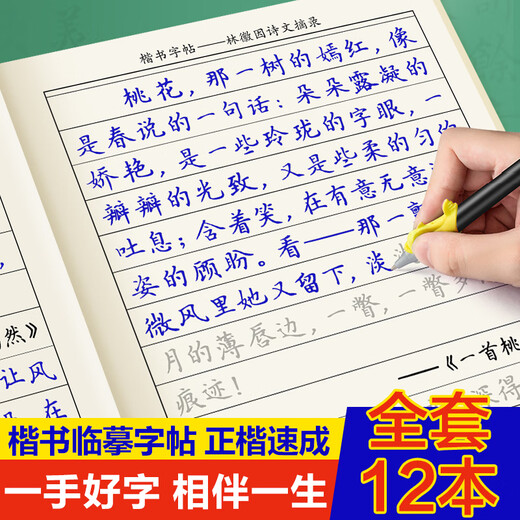 [Official spot] Regular script practice calligraphy copybook, regular script copybook, Mu copybook, hard pen copybook, calligraphy practice adult male regular script introduction pen practice calligraphy book, college students, calligraphy poetry, poetry, regular script copy 12119 characters famous artist prose + poetry