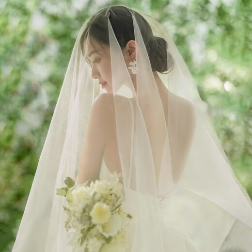 Tongrubi Lao Phoenix 999 wedding veil bride's main Korean super fairy nude gauze minimalist headdress white Swiss mesh about 1.5 meters * 1.5 meters soft gauze
