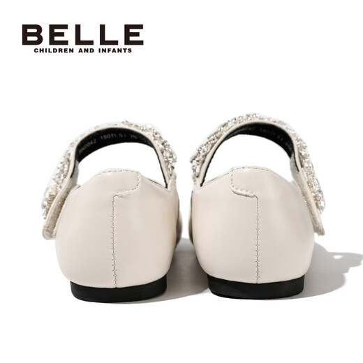 Belle Children's Shoes Girls Princess Shoes 2025 Spring New Little Girls Fashion Shoes British Style Children's Soft Sole Performance Shoes Vanilla Rice 34 Foot Length 21.2-21.6cm