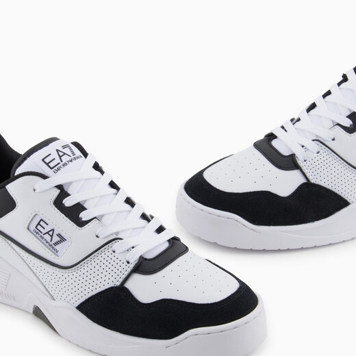 Emporio Armani/Armani offizielles Flaggschiff EA7/Neue Männer und Frauen Paare Low-Top-Schnürbasketballschuhe 2025 Sommer C695-White/Black 37.5