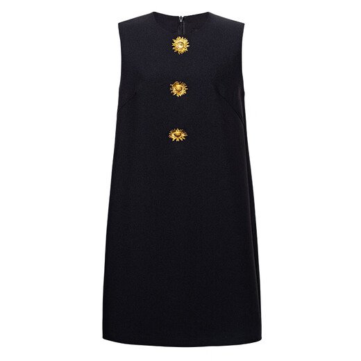 
ROEYSHOUSE ROYSHOUSE slim sleeveless dress for women 2025 summer new fashion round neck straight skirt 12045 black S