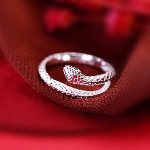 BJYLS 999 solid silver ring for women, non-fading, versatile niche, snake-shaped sterling silver open tail ring, men's ring, zodiac year gift, 999 silver snake-shaped ring