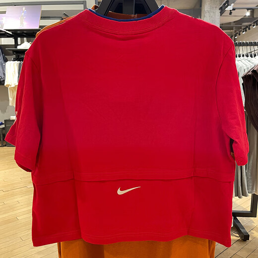Nike T-Shirt Damenbekleidung 2023 Sommer Neue Mode Sportbekleidung lässig bequeme Fitness atmungsaktiven losen runden Nacken Kurzärmel HF6291-687/Red M.