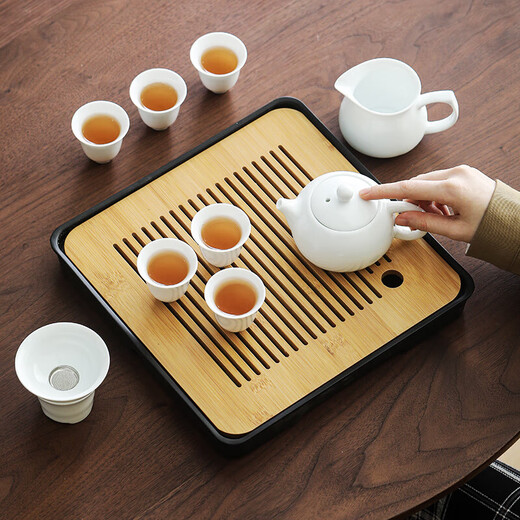 Suet-fat jade white porcelain Xishi teapot tea set with tea tray Dehua tea making party home office tea set tea tray set