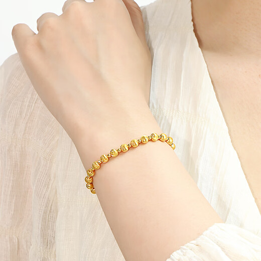 Jun Bu Xing Xing Cai Bao 18K gold laser cat’s eye plain gold bracelet personalized versatile hand ornaments A (15+3CM)