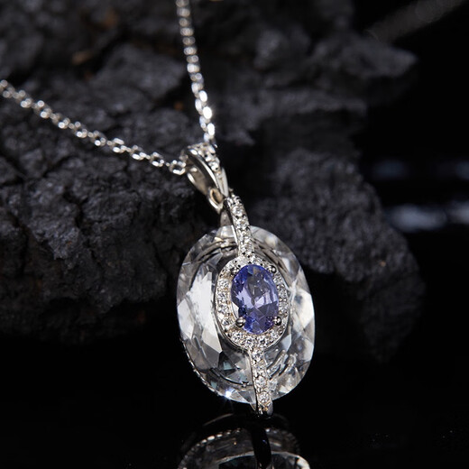 Pop S925 sterling silver natural tanzanite white crystal colored treasure necklace women's niche design light luxury pendant temperament chain necklace