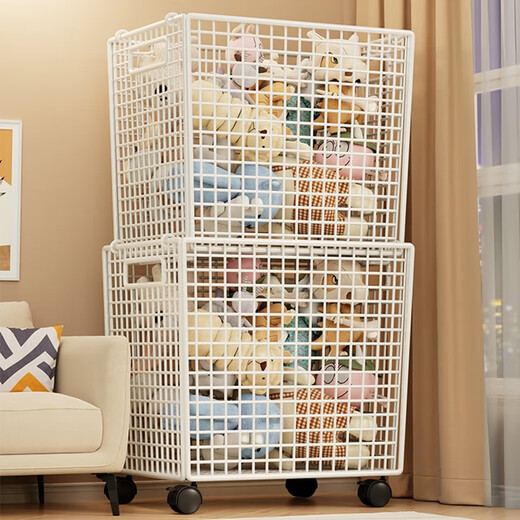 Aomingyuan children's toy storage rack home living room miscellaneous doll storage rack building block storage basket storage basket dirty clothes basket toy storage basket large mobile - white