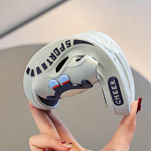 Children's slippers for big children in summer cartoon thick-soled non-slip household slippers for boys and babies for boys and girls to wear outside Eggboy - Gray 30-31 sizes 19cm inner length