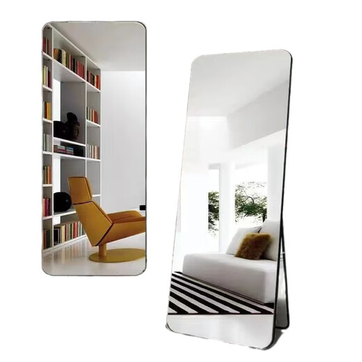 Haftende Ganzkörperspiegel Spiegel Dressing bodengesteuertes Spiegel Haushaltswand Hängende Wand montierte Internet Promi Girl Schlafzimmer Make-up Wand hängend dreidimensional sitzende Spiegel (Elfenbeinweiß) Bogenform klassisch 30*40