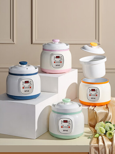 SPHE genuine Subo ceramic electric stew pot for porridge and porridge cooking artifact household large capacity fully automatic soup stew pot electric stew food supplement pot plug-in electric stew pot BB fast and slow stew pot 2.8L pink smart reservation 1
