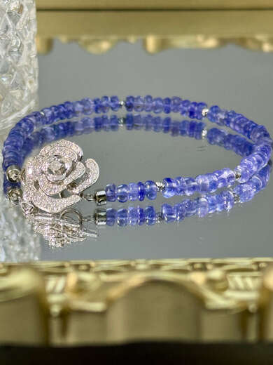 Li Shen natural tanzanite string translucent and sparkling, born for romance, 18K gold tanzanite double buckle bead string necklace bracelet double buckle bracelet