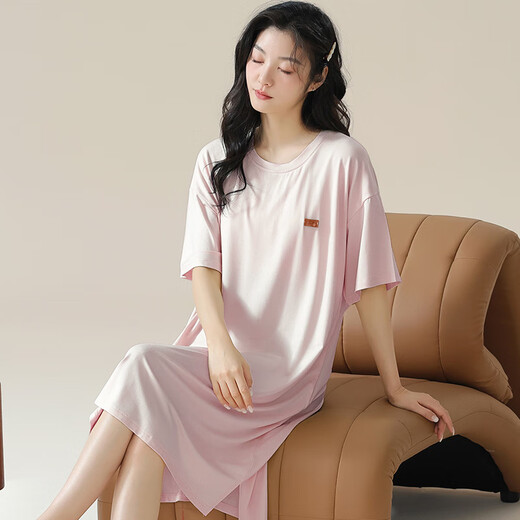 MEIJUN NIGHGOWN avec poitrine poitrine Pajama modal d'été pour femmes en été mince simple à manches courtes enceintes femmes à la maison vêtements A11762 [avec poitrine] xl