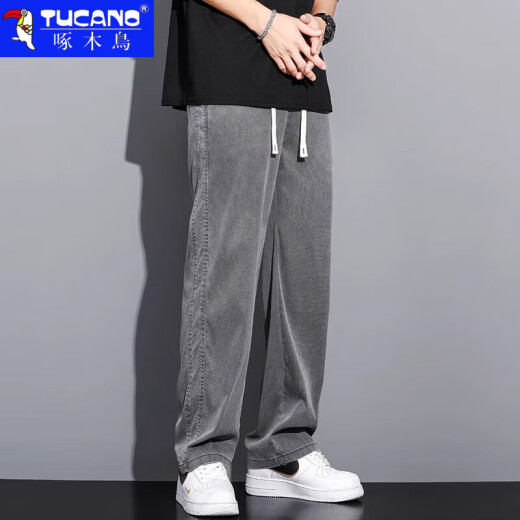 Pantalones de pantalones de pierna anchos de la pierna de la pierna del alambre de hielo holgado de los jeans de los jeans, los pantalones de pierna anchas de la pierna de la pierna del alambre de hielo recto, los hombres casuales de los hombres de la pierna de la pierna de la pierna de la pierna de la pierna.