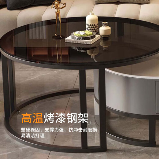 Top ax slate coffee table living room home modern light luxury simple 2025 new oval tea table tea table small apartment coffee table black frame gray cabinet 100 snow mountain white + 70 snow mountain white