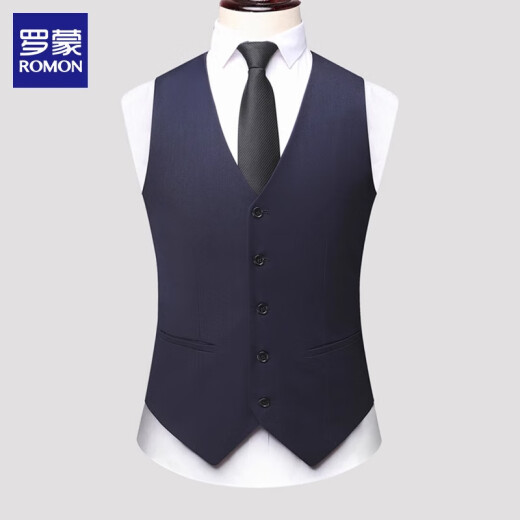 
Romon Suit Vest Men's Vest 2025 Spring and Summer New Fashionable Formal Business Casual Suit Horse Clip Men Blue XL Recommended [121-140Jin [Jin equals 0.5 kg]]