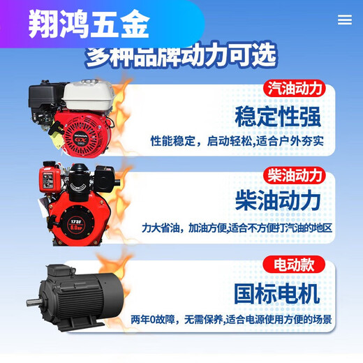 XMSJ电动汽油柴油振动平板夯路面夯土机夯实机震动平板夯打夯定制 3890型铸钢汽油款-百力通动