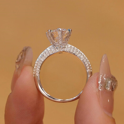 Pu Lian Moissanite Ring Half Diamond Ring Silver Jewelry Female Couple Ring Silver Platinum Plated One Carat Gemstone Wedding Ring Main Stone 5 Carat No. 9