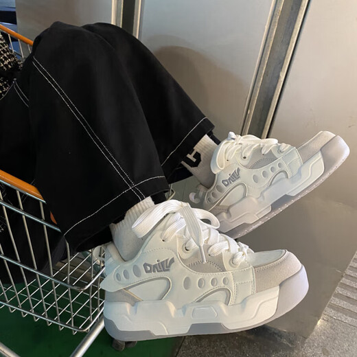 Rxex Hong Kong Style Bread Shoes Spring New Style Stild Student Sports Casual Sports Pareja de los hombres espesos de papá Hombres Hombres blancos Gris 42