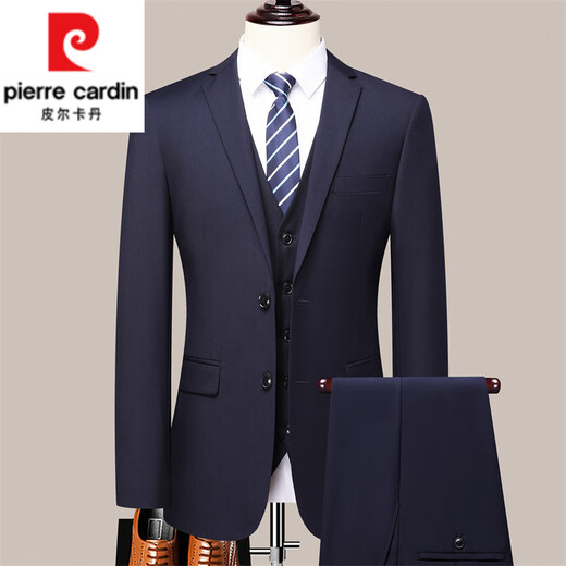 Pierre Cardin Suit Men's Suit Casual Black Dress Formal 2025 Spring Autumn Winter New Wedding Suit Slim Jacket Men Black Two Buttons Top + Pants 6XL