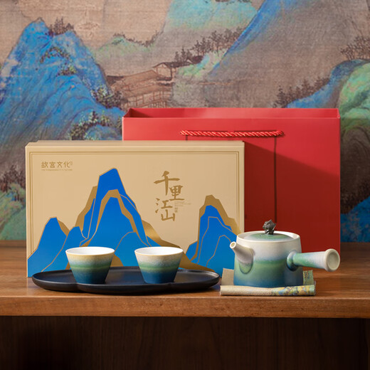 Forbidden City Culture Impression Qianli Jiangshan Tea Set Complete Tea Set Palace Museum Cultural and Creative Gift Birthday Gift Gift Box Set of 5