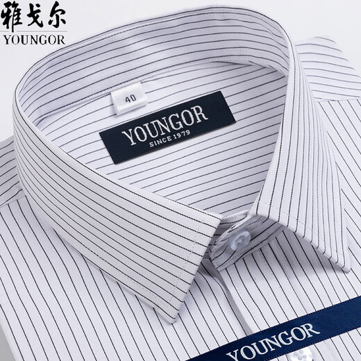 Camisa de manga corta para hombres Mayor Yager Summer Business Casual Profesional Wear Algodón Sin hierro Camisa de rayas de gran tamaño de mediana edad DX6622 39
