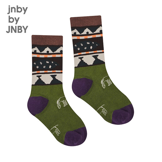 jnby by JNBY江南布衣童装棉高筒袜洋气时髦可爱萌趣秋冬女童儿童6O9N12610 347/绿色系多彩混杂色 5-7岁