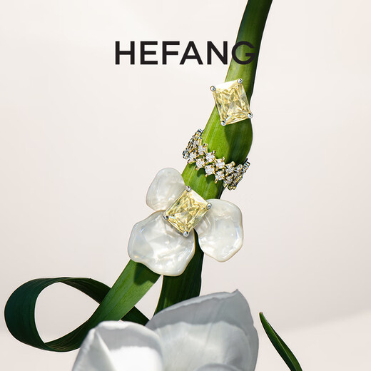 HEFANG He Fang Jewelry White Iris Sugar Cube Earrings Silver Earrings Women's Light Luxury High-end Birthday Gift for Girlfriend Yellow Zirconium/Earrings