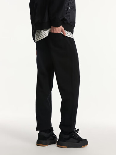 JACK&JONES new spring and summer fashionable commuting simple versatile comfortable solid color cotton sports sweatpants straight casual pants for men E40 black-legged XS