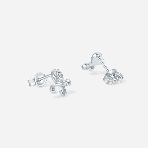 ZLF (ZLF) pt950 platinum earrings for women, simple car flower shiny butterfly earrings for girlfriend, one pair - 1.69g