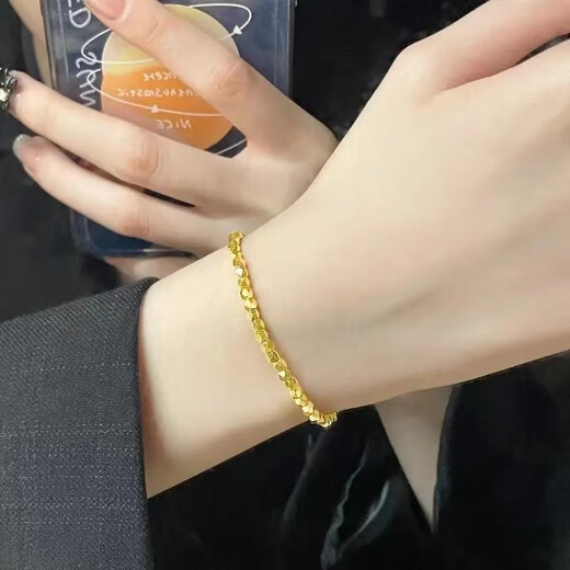 Peerless Love Old Phoenix Old Phoenix Gold New 24K Transfer Bead Bracelet 999 Pure Gold Broken Gold Power Rope Bracelet Women's Small Square