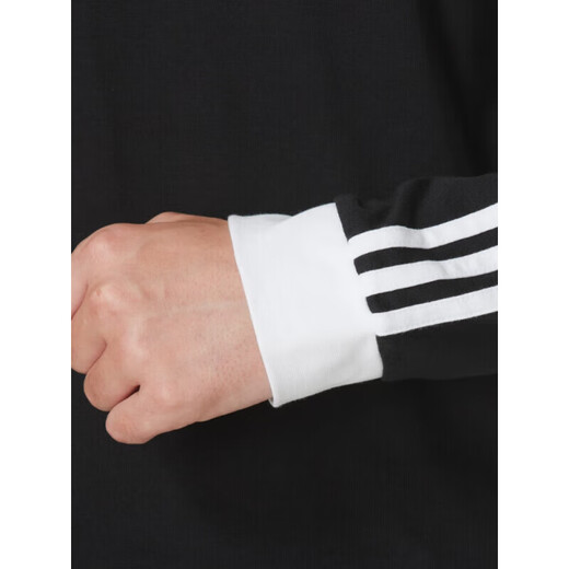 Adidas (adidas) Clover Männer Top 2025 Sommer Neue Mode dreistreifen schwarz-weiß runde Nacken lässig Langarm T-Shirt Ia4877 Black S