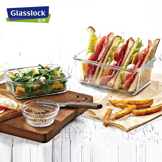 Glasslock保鲜盒韩国钢化玻璃饭盒带饭盒耐冷耐热便当盒冰箱密封盒多件套 400ml*2+695ml*1+1090ml*1