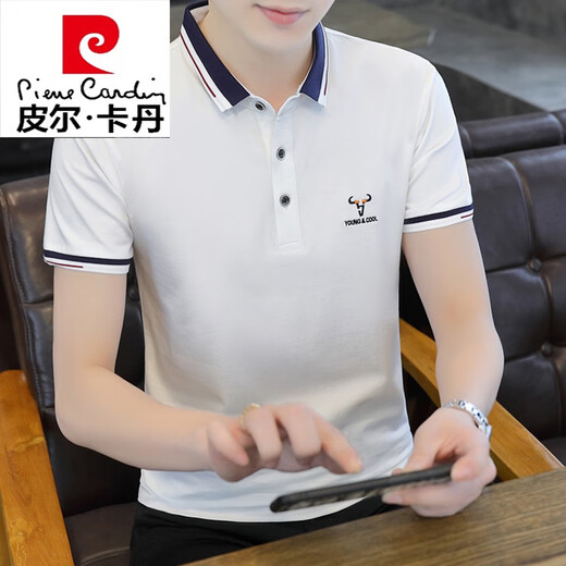 Pierre Cardin Summer Trendy Lapel Camiseta para hombres Polos Polo Business Collar de algodón informal Camiseta de manga corta para hombres Bean Genen QY673 3XL
