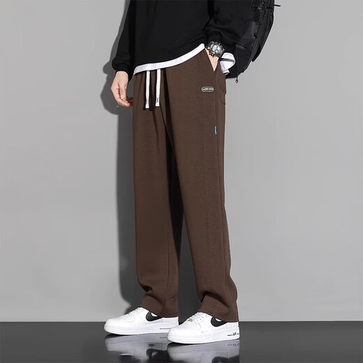 WHIM NASA Loose Large Size Pants Men's Spring and Autumn New Sports Straight Casual Pants Plus Fat and Larger Fashion Fat Guard Pants Black 5XL (190-215Jin Jin is equal to 0.5kg)