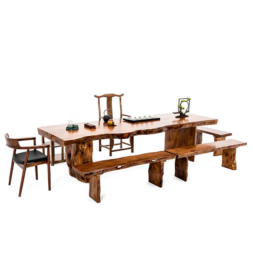 Songs 2025 neuer massiver Holz Tee Tisch Tee Tischstuhl Kombination Einfacher moderner Büro-Tee-Tisch Neue chinesische Tafel-Tee-Tisch Einer Tisch: 180*(65-70)*755 cm Montage