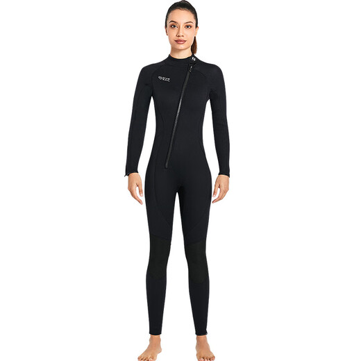 DIVE&SAIL long-sleeved one-piece wetsuit 3MM wet suit for men and women, surf suit for couples, warm and cold snorkeling, winter swimsuit, wet suit, men's black 3XL XXX