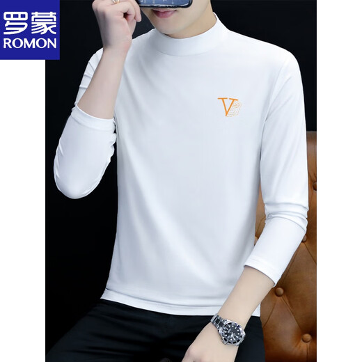 Romon reines Baumwoll halbe Rollkragenfleisch-Basishemd-Hemd-Langarm-T-Shirt T-Shirt Middle Collar Frühling und Herbst Herren Unterwäsche T-Shirt außerhalb Herbst Kleidung LH-Typc6187 Charcoal Grey M [vorgeschlagen 100-115jin [Jin gleich 0,5 kg]]
