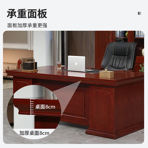 ZHONGWEI boss desk painted office desk solid wood veneer manager desk president desk executive desk 1.6 meters including double cabinets